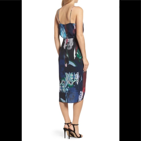 Chelsea28 Print Faux Wrap Dress In Navy Mixed Floral Size 8 - Picture 3 of 13